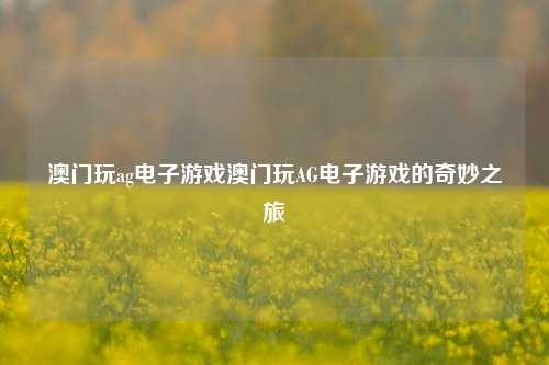 澳门玩ag电子游戏澳门玩AG电子游戏的奇妙之旅