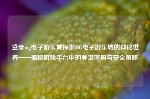 登录mg电子游乐城探索MG电子游乐城的神秘世界——揭秘游戏平台中的登录密码与安全策略