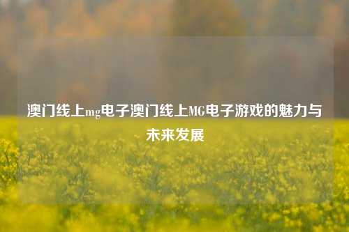 澳门线上mg电子澳门线上MG电子游戏的魅力与未来发展