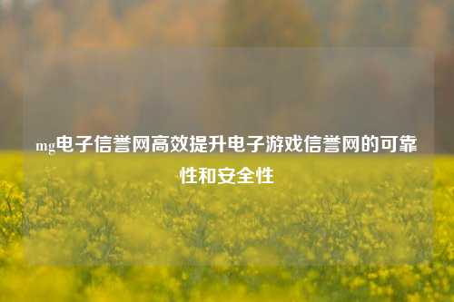 mg电子信誉网高效提升电子游戏信誉网的可靠性和安全性