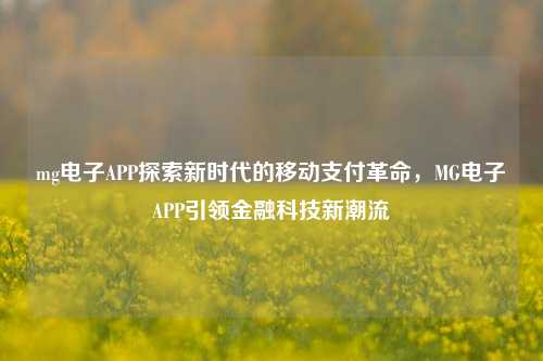 mg电子APP探索新时代的移动支付革命，MG电子APP引领金融科技新潮流