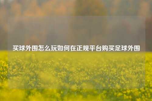 买球外围怎么玩如何在正规平台购买足球外围