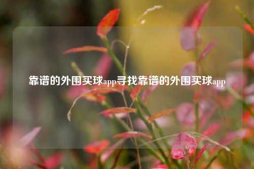 靠谱的外围买球app寻找靠谱的外围买球app
