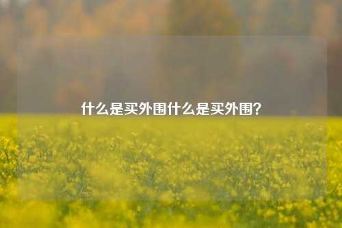 什么是买外围什么是买外围？