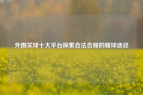 外围买球十大平台探索合法合规的赌球途径