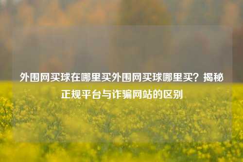 外围网买球在哪里买外围网买球哪里买？揭秘正规平台与诈骗网站的区别