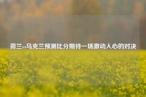荷兰vs乌克兰预测比分期待一场激动人心的对决