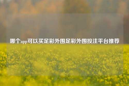 哪个app可以买足彩外围足彩外围投注平台推荐