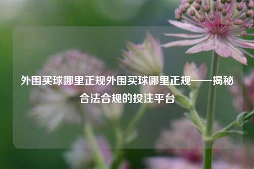 外围买球哪里正规外围买球哪里正规——揭秘合法合规的投注平台