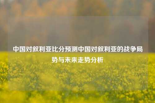 中国对叙利亚比分预测中国对叙利亚的战争局势与未来走势分析