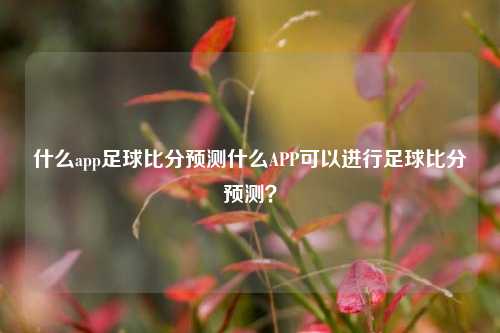 什么app足球比分预测什么APP可以进行足球比分预测？