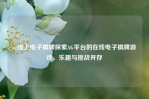 ag线上电子棋牌探索AG平台的在线电子棋牌游戏，乐趣与挑战并存