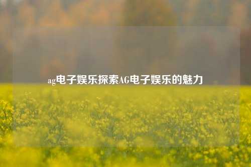 ag电子娱乐探索AG电子娱乐的魅力