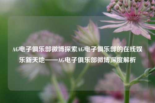 AG电子俱乐部微博探索AG电子俱乐部的在线娱乐新天地——AG电子俱乐部微博深度解析