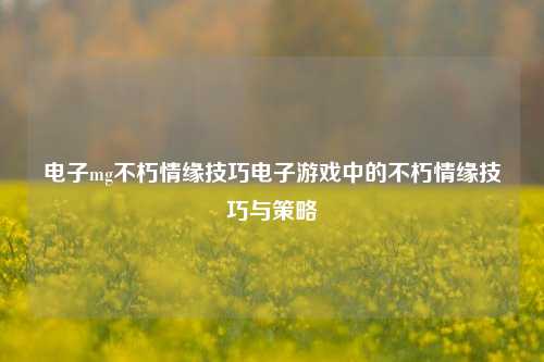 电子mg不朽情缘技巧电子游戏中的不朽情缘技巧与策略