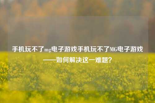 手机玩不了mg电子游戏手机玩不了MG电子游戏——如何解决这一难题？