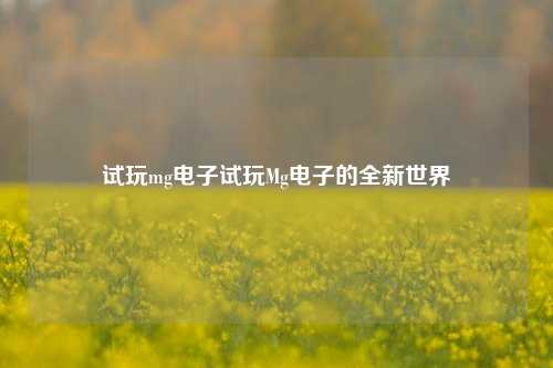 试玩mg电子试玩Mg电子的全新世界