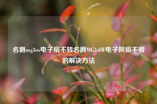名爵mg3sw电子扇不转名爵MG3 SW电子风扇不转的解决方法