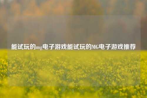 能试玩的mg电子游戏能试玩的MG电子游戏推荐