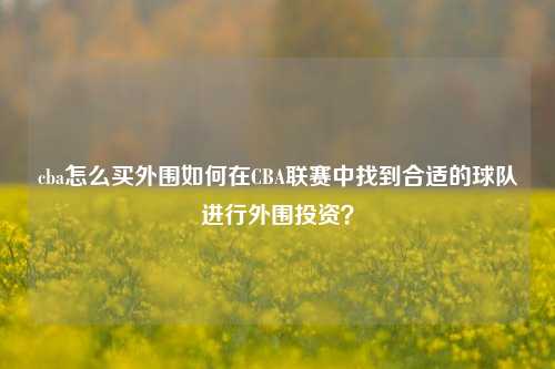 cba怎么买外围如何在CBA联赛中找到合适的球队进行外围投资？