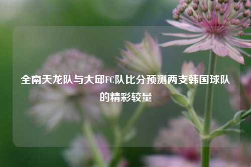 全南天龙队与大邱FC队比分预测两支韩国球队的精彩较量