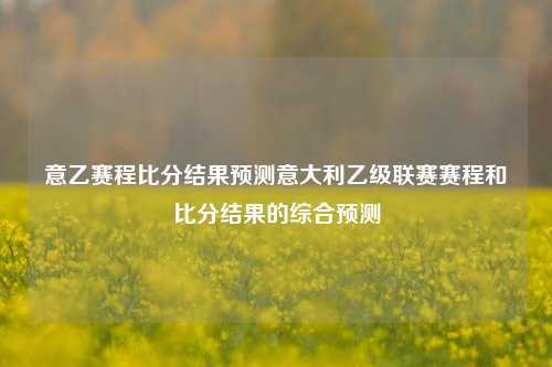 意乙赛程比分结果预测意大利乙级联赛赛程和比分结果的综合预测