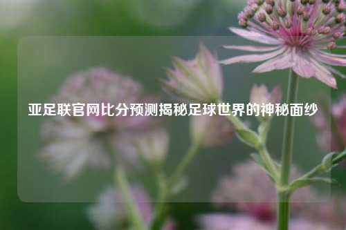 亚足联官网比分预测揭秘足球世界的神秘面纱