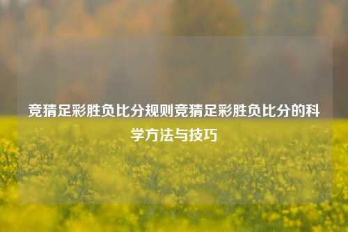 竞猜足彩胜负比分规则竞猜足彩胜负比分的科学方法与技巧