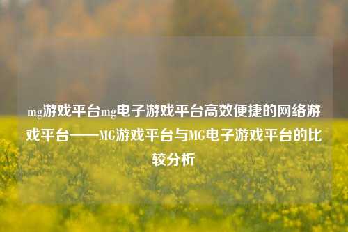 mg游戏平台mg电子游戏平台高效便捷的网络游戏平台——MG游戏平台与MG电子游戏平台的比较分析