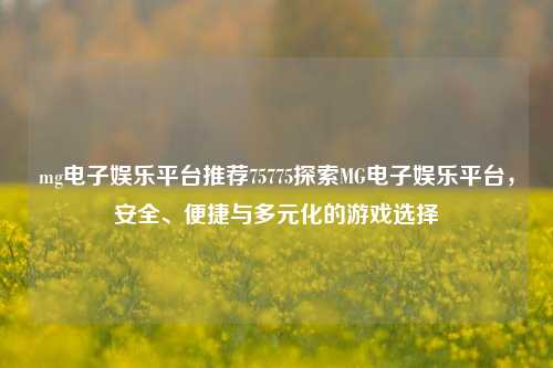 mg电子娱乐平台推荐75775探索MG电子娱乐平台，安全、便捷与多元化的游戏选择