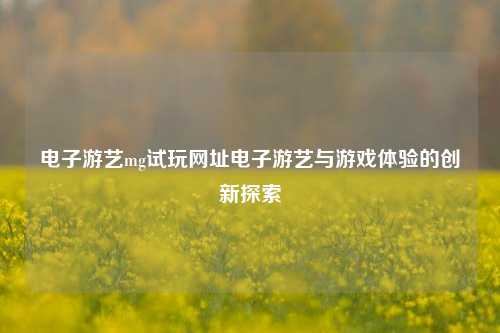 电子游艺mg试玩网址电子游艺与游戏体验的创新探索