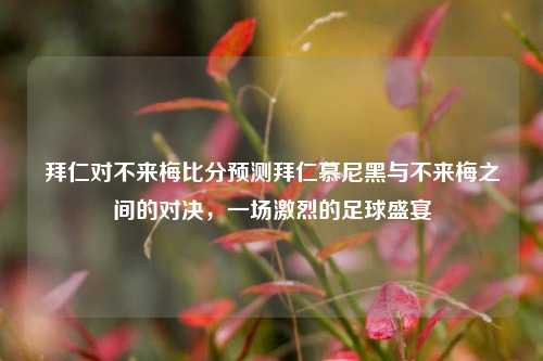 拜仁对不来梅比分预测拜仁慕尼黑与不来梅之间的对决，一场激烈的足球盛宴