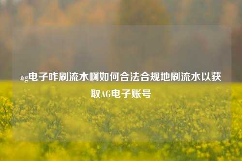 ag电子咋刷流水啊如何合法合规地刷流水以获取AG电子账号