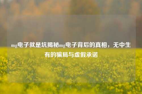 mg电子就是坑揭秘mg电子背后的真相，无中生有的骗局与虚假承诺