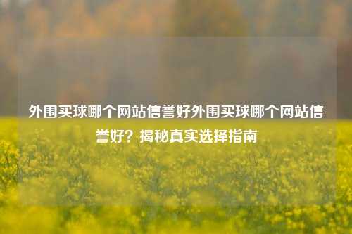外围买球哪个网站信誉好外围买球哪个网站信誉好？揭秘真实选择指南