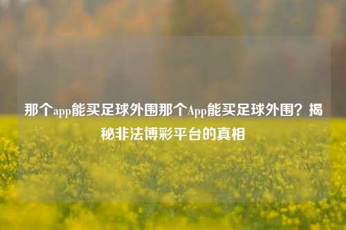 那个app能买足球外围那个App能买足球外围？揭秘非法博彩平台的真相