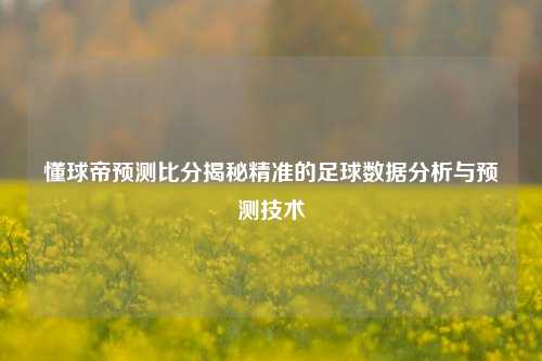懂球帝预测比分揭秘精准的足球数据分析与预测技术